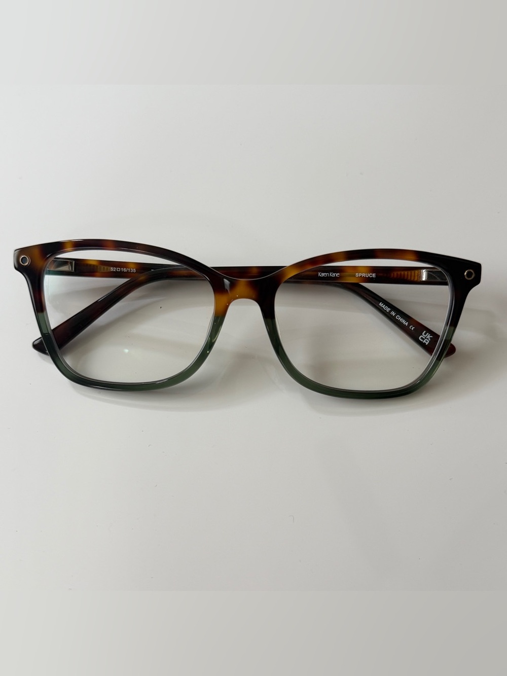 Karen Kane Eyeglasses Frames Only, SPRUCE, 52-16-135, Tortoise/Green